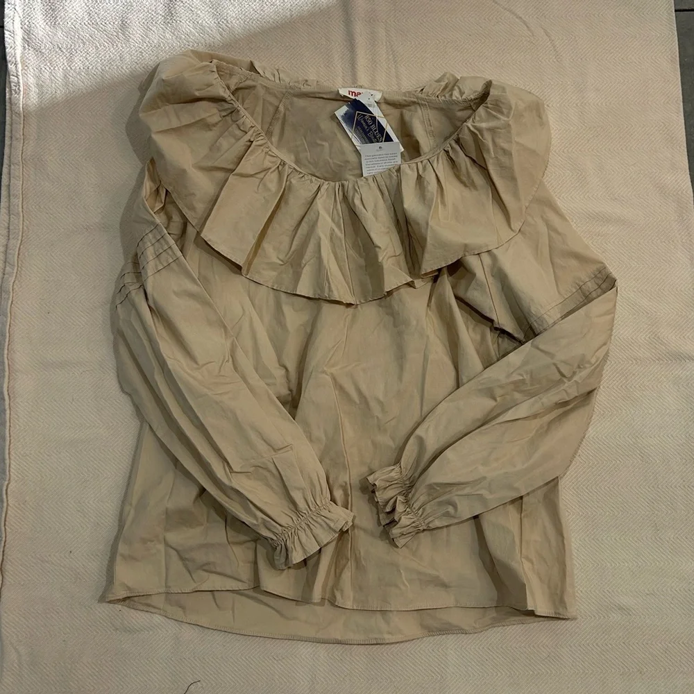 Tan Ruffled Women's Top - Picture 3 of 4